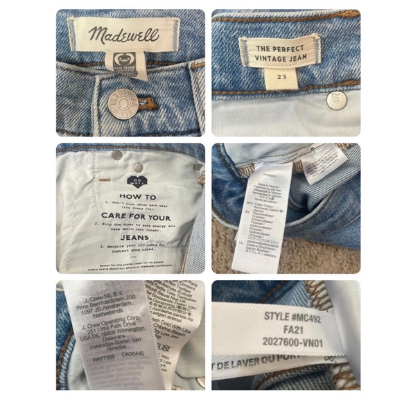 Madewell 2021 The Perfect Vintage Jean in Coffey Wash: Worn-In Edition Size 23 - Picture 10 of 15